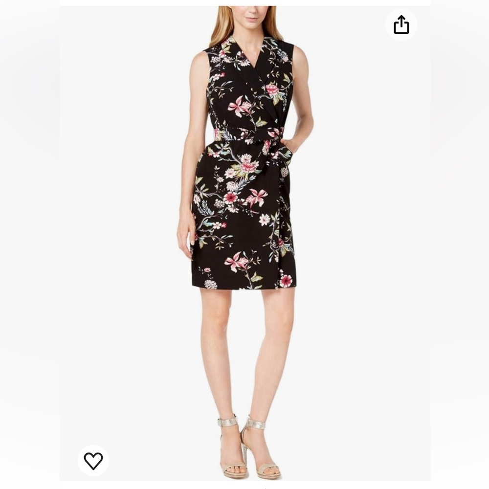 Calvin Klein Women's Sleeveless Collared Sheath with Self Belt Dress,NWOT